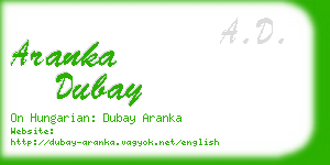 aranka dubay business card